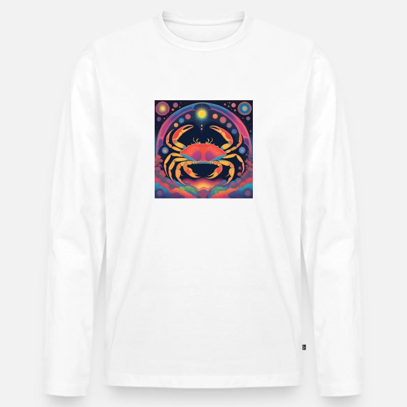 Krebs Sterne Astrologie Geschenk - Männer Premium Bio Langarmshirt - Weiß