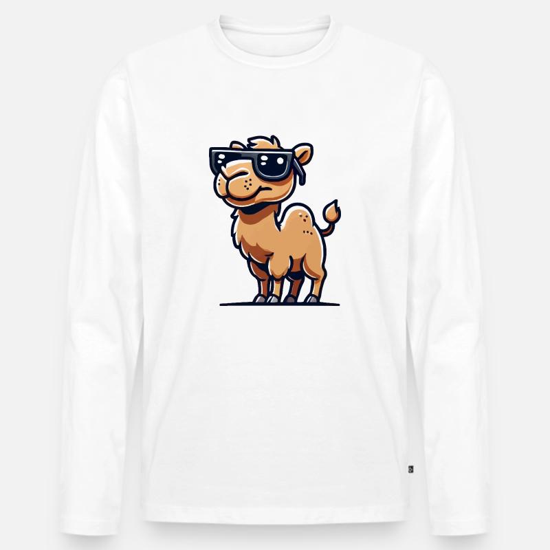 kamel comic sonnenbrille - Männer Premium Bio Langarmshirt - Weiß