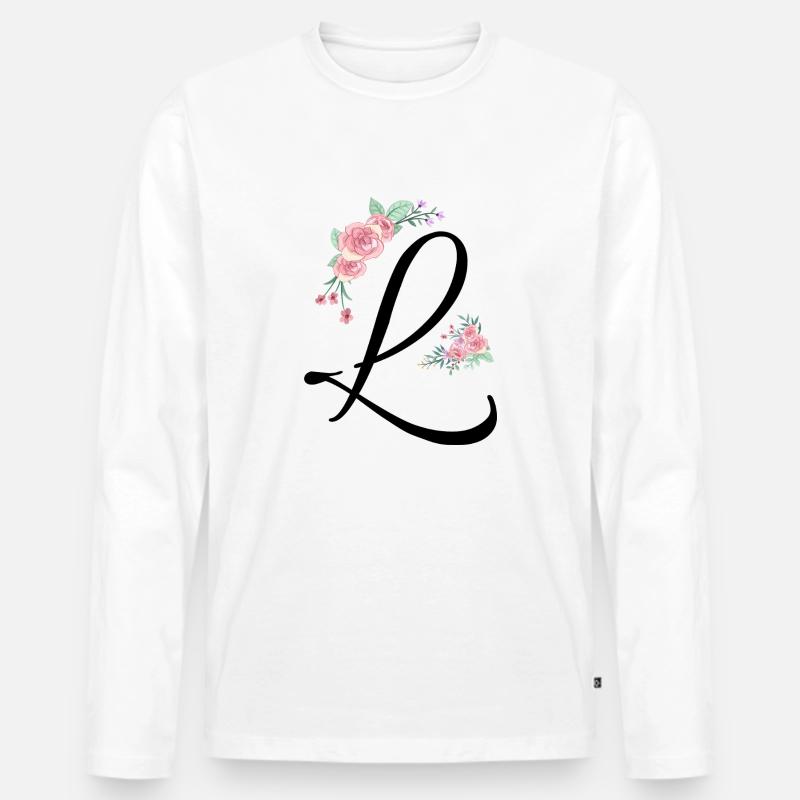 Buchstabe l Blumen - Männer Premium Bio Langarmshirt - Weiß