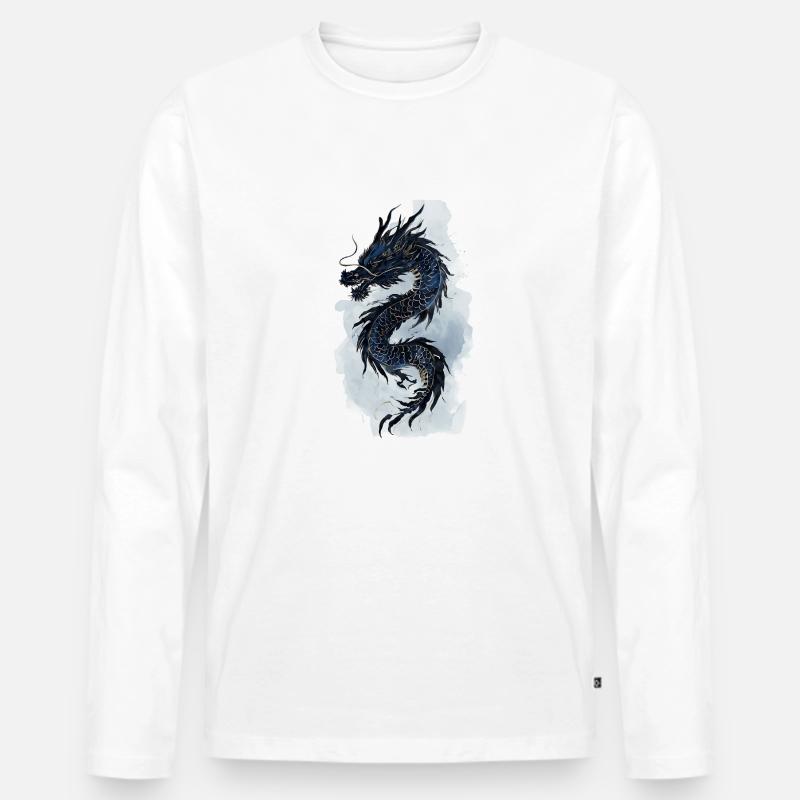 Drache China Mythologie Geschenk - Männer Premium Bio Langarmshirt - Weiß