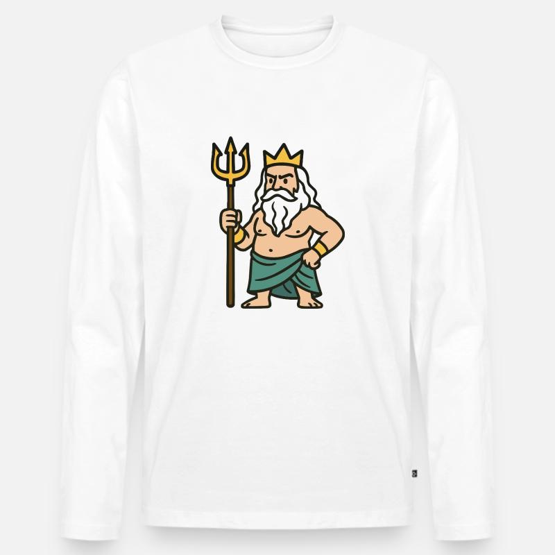 poseidon comic - Männer Premium Bio Langarmshirt - Weiß