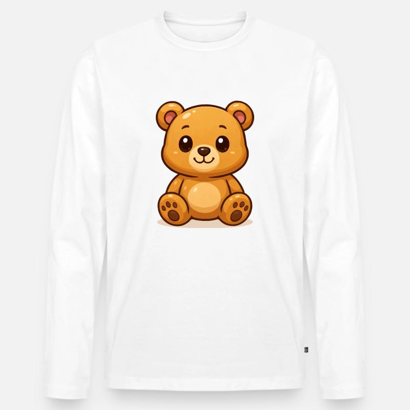 Teddybär - Männer Premium Bio Langarmshirt - Weiß