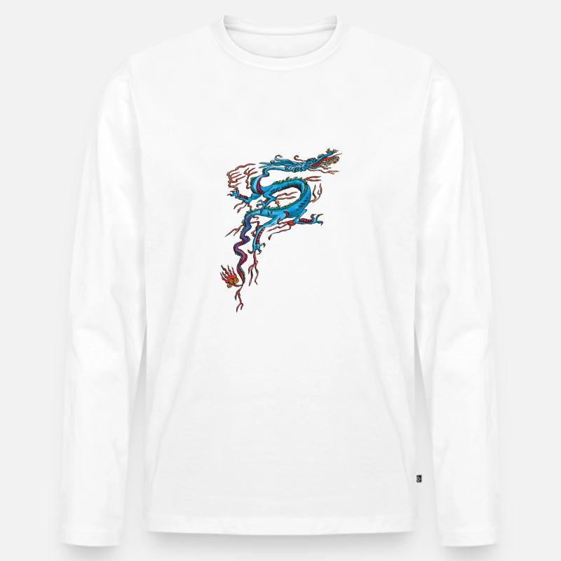 Drachen - Männer Premium Bio Langarmshirt - Weiß