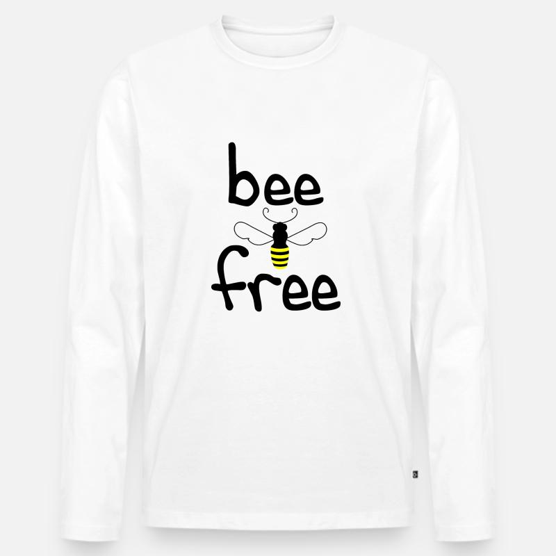 Bee free - Männer Premium Bio Langarmshirt - Weiß