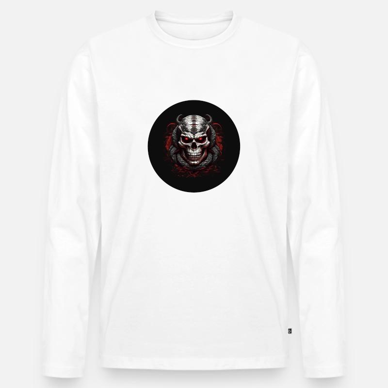 Dekorativer Schädel mit Schlangen - Männer Premium Bio Langarmshirt - Weiß