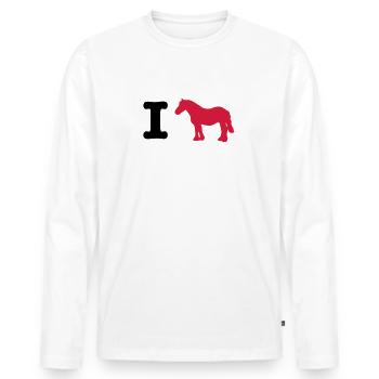Ich liebe Reiten Kaltblut - Männer Premium Bio Langarmshirt - Weiß - Vorne - Nico (187cm)