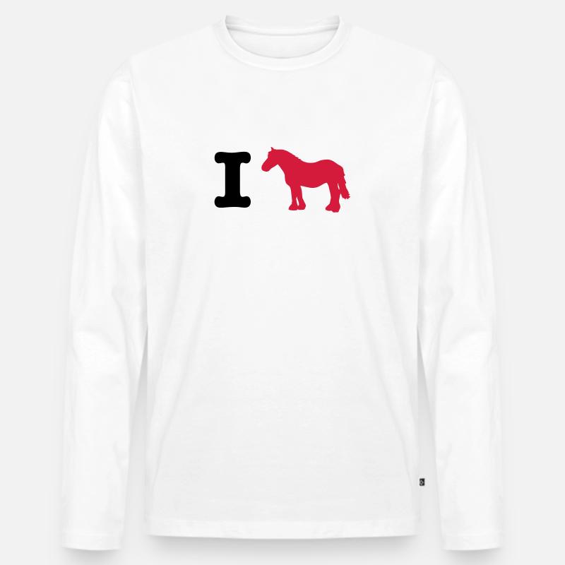 Ich liebe Reiten Kaltblut - Männer Premium Bio Langarmshirt - Weiß