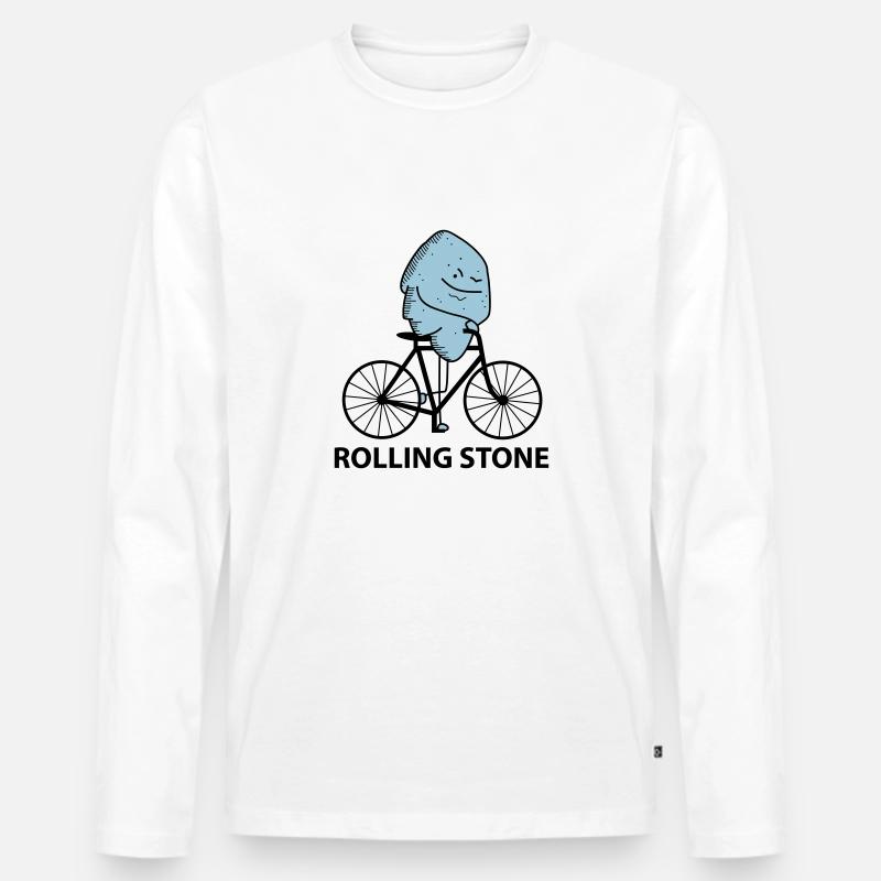 Rolling Stone (b) - Männer Premium Bio Langarmshirt - Weiß