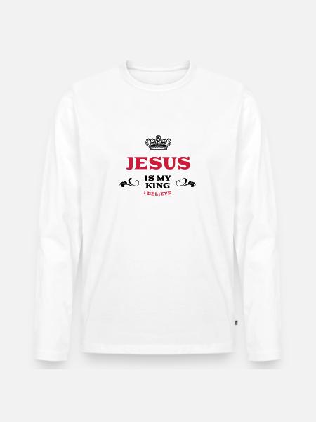 Jesus is my king - Men's Premium Organic Long Sleeve Shirt - white