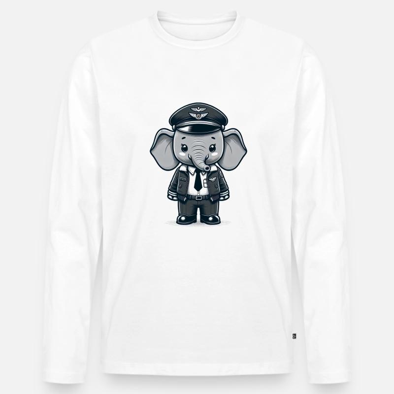 Cute Elephant Pilot - Männer Premium Bio Langarmshirt - Weiß