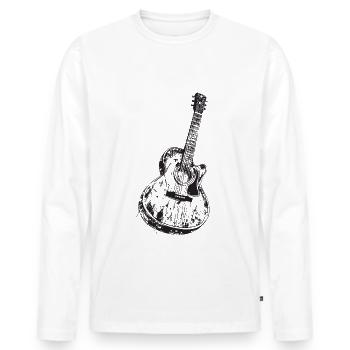 Schwarze Akustikgitarre für Musikbegeisterte - Männer Premium Bio Langarmshirt - Weiß - Vorne - Nico (187cm)