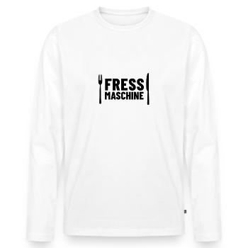 Fressmaschine - Männer Premium Bio Langarmshirt - Weiß - Vorne - Nico (187cm)