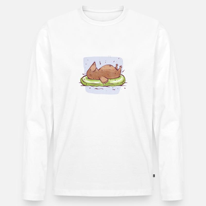 Mole Auf Wasser - Männer Premium Bio Langarmshirt - Weiß