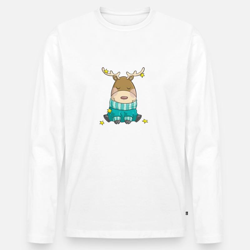 Putziges Weihnachts Rentier Comic - Männer Premium Bio Langarmshirt - Weiß