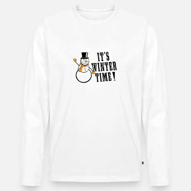 It s Winter Time - Männer Premium Bio Langarmshirt - Weiß