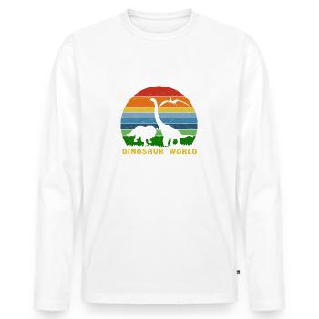 Dinosaur World Retro, figure d’ombre - T-shirt manches longues Premium bio Homme - blanc - Devant - Nico (187cm)