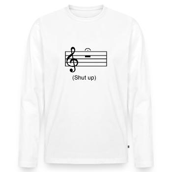 Shut up - Männer Premium Bio Langarmshirt - Weiß - Vorne - Nico (187cm)
