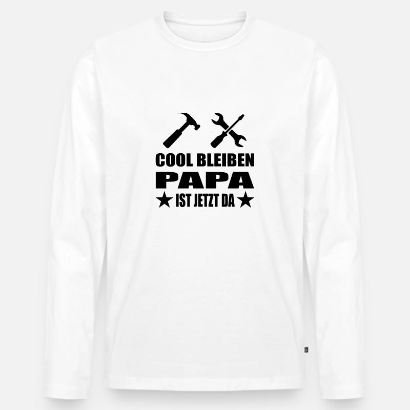 Papa - Männer Premium Bio Langarmshirt - Weiß