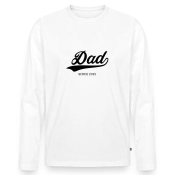 Dad 25 Dad Baby Dad 2025 Father's Day - Men's Premium Organic Long Sleeve Shirt - white - Front - Nico (187cm)