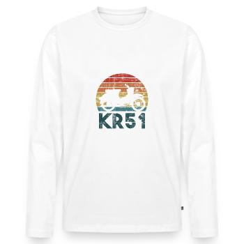 Simson KR51 Hirondelle Hirondelle 2e temps DDR Mobylette Mobylette - T-shirt manches longues Premium bio Homme - blanc - Devant - Nico (187cm)
