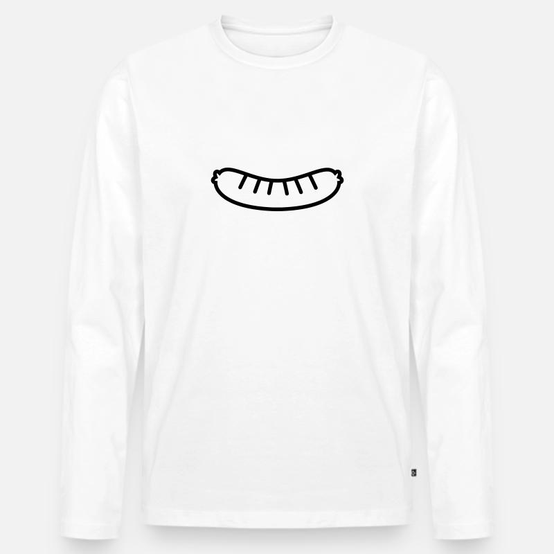 Würstchen Outline - Männer Premium Bio Langarmshirt - Weiß