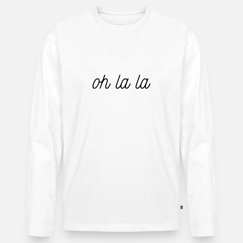 OH LA LA - Männer Premium Bio Langarmshirt - Weiß