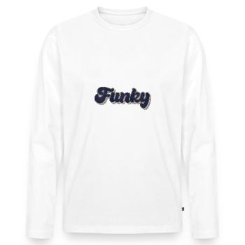 Funky Retro - Men's Premium Organic Long Sleeve Shirt - white - Front - Nico (187cm)