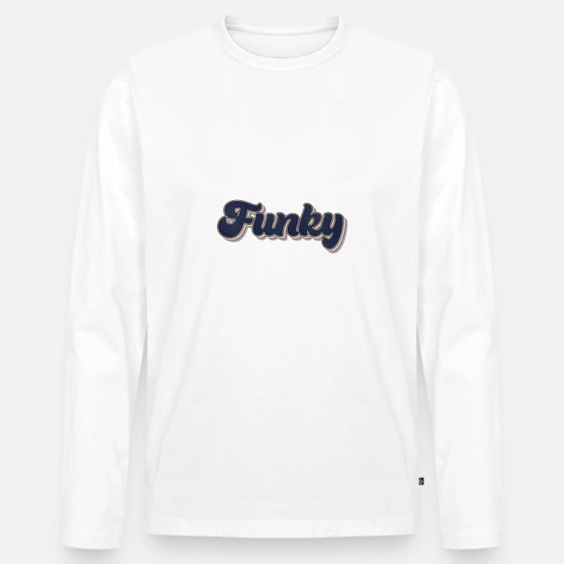 Funky Retro - Männer Premium Bio Langarmshirt - Weiß