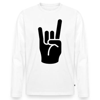 Rocker sign - Men's Premium Organic Long Sleeve Shirt - white - Front - Nico (187cm)