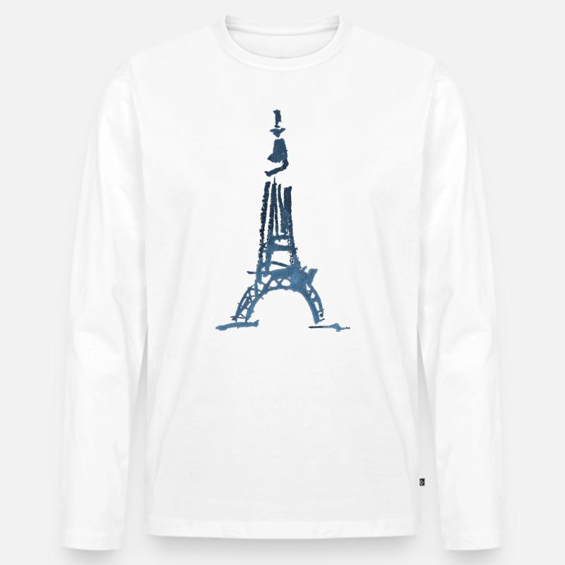 Eiffelturm Skizze - Männer Premium Bio Langarmshirt - Weiß