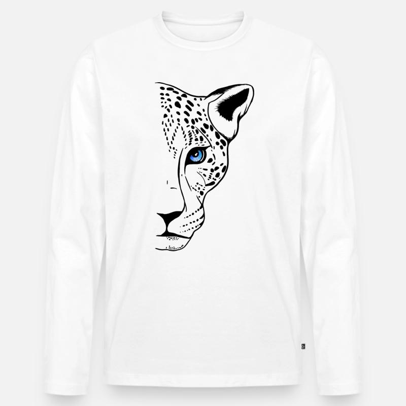 Schneeleopard - Männer Premium Bio Langarmshirt - Weiß