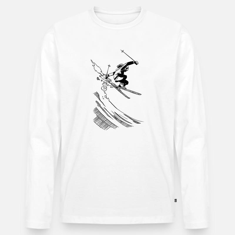 Ski - Männer Premium Bio Langarmshirt - Weiß