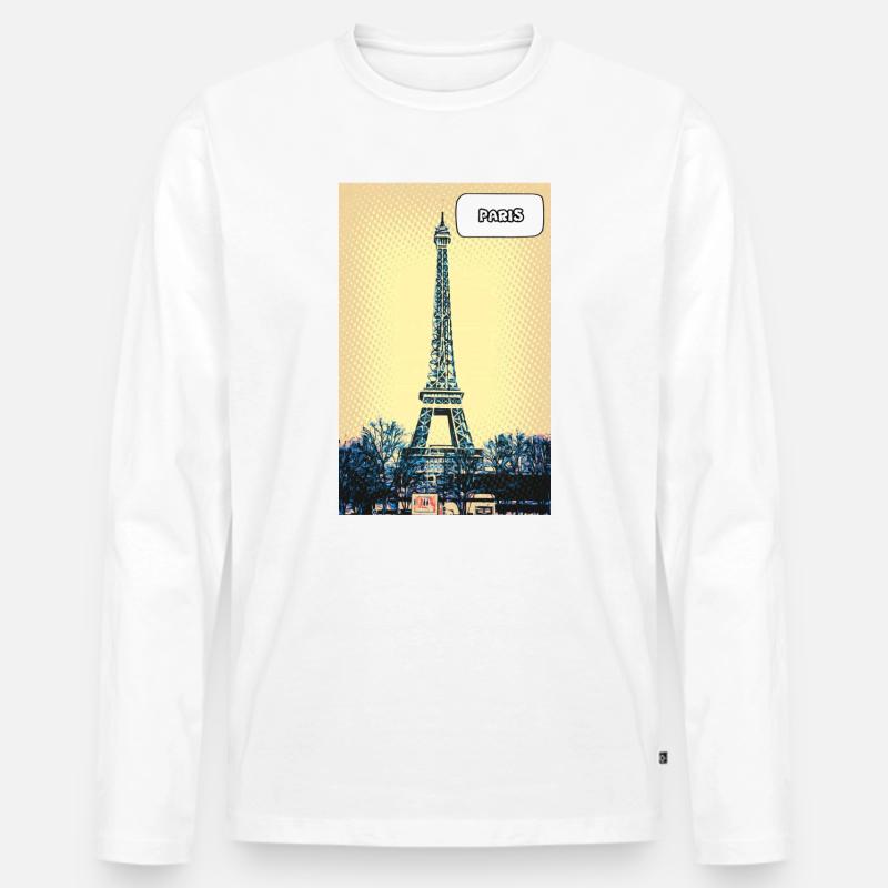 Eiffel Pop Art Paris - Männer Premium Bio Langarmshirt - Weiß