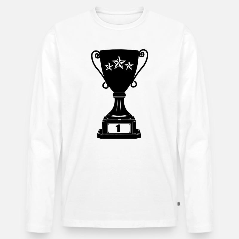 Großer Pokal Nummer 1 - Männer Premium Bio Langarmshirt - Weiß