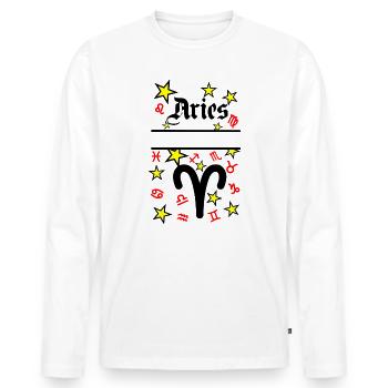 Widder Sternzeichen Widder - Männer Premium Bio Langarmshirt - Weiß - Vorne - Nico (187cm)
