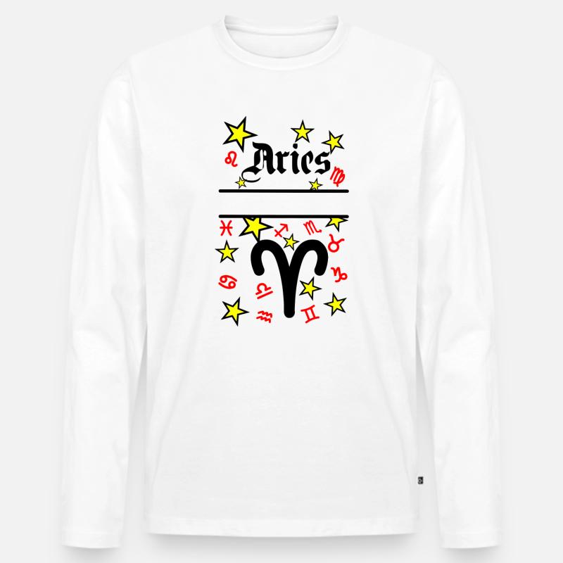 Widder Sternzeichen Widder - Männer Premium Bio Langarmshirt - Weiß