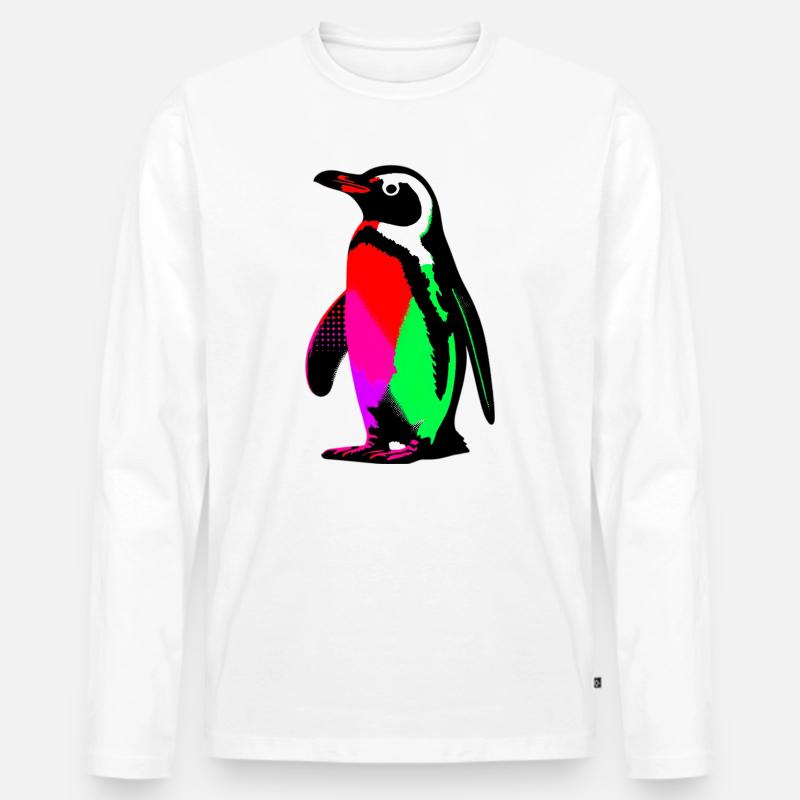 Pinguin - Männer Premium Bio Langarmshirt - Weiß