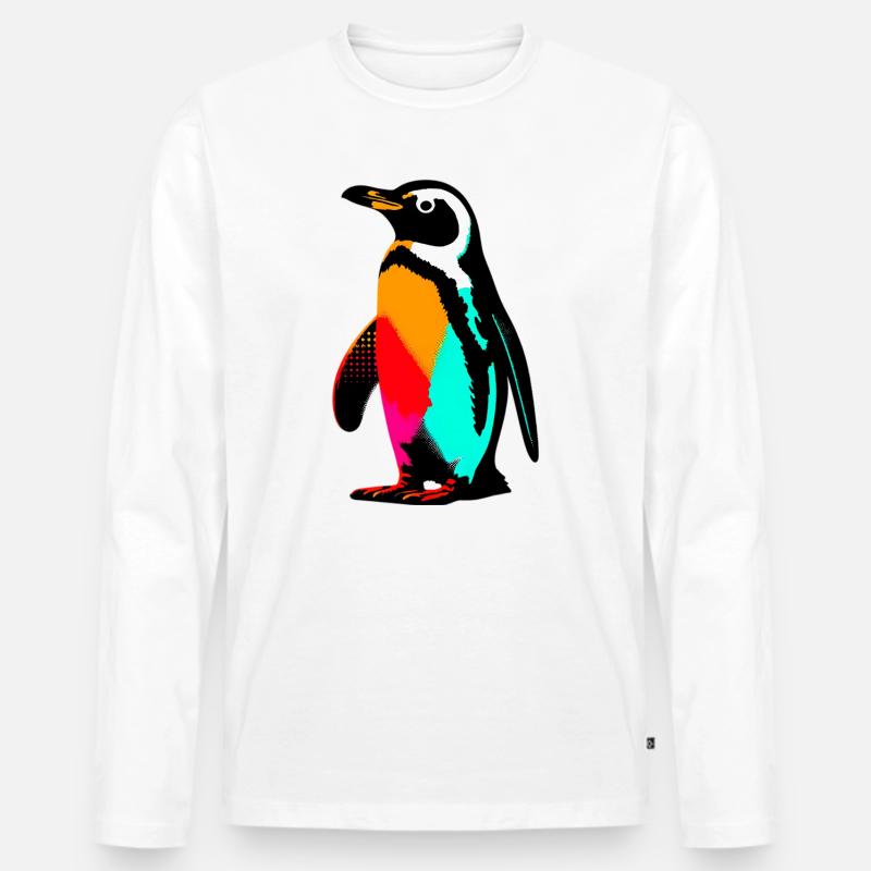 Pinguin - Männer Premium Bio Langarmshirt - Weiß