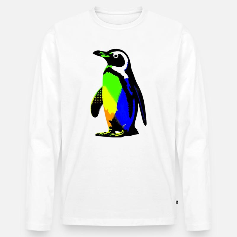 Pinguin - Männer Premium Bio Langarmshirt - Weiß
