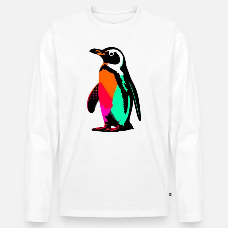Pinguin - Männer Premium Bio Langarmshirt - Weiß