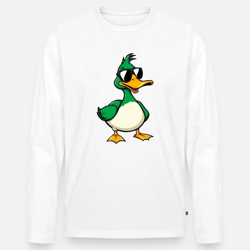 Anatra - Maglia a manica lunga ecologica premium da uomo - bianco