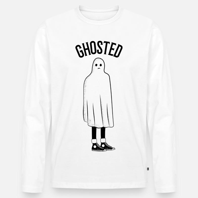 Ghosted Sad Ghost  - Männer Premium Bio Langarmshirt - Weiß