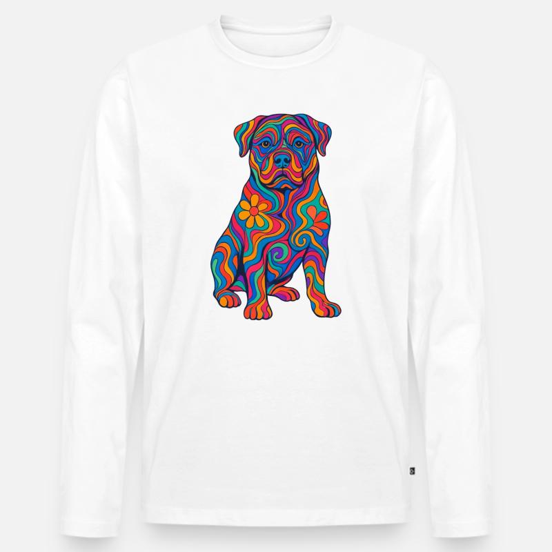 Psychedelischer und bunter Regenbogenhund - Männer Premium Bio Langarmshirt - Weiß