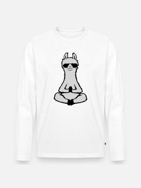 Lama Cool Zen Meditation Sunglasses Relaxed - Men's Premium Organic Long Sleeve Shirt - white
