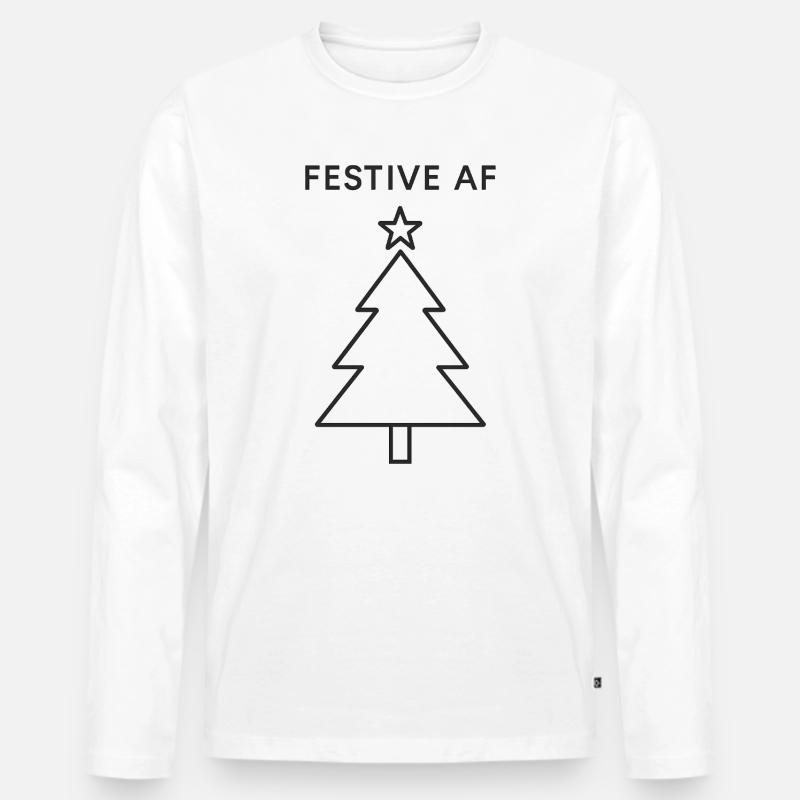 Minimalistischer Weihnachtsbaum - Männer Premium Bio Langarmshirt - Weiß