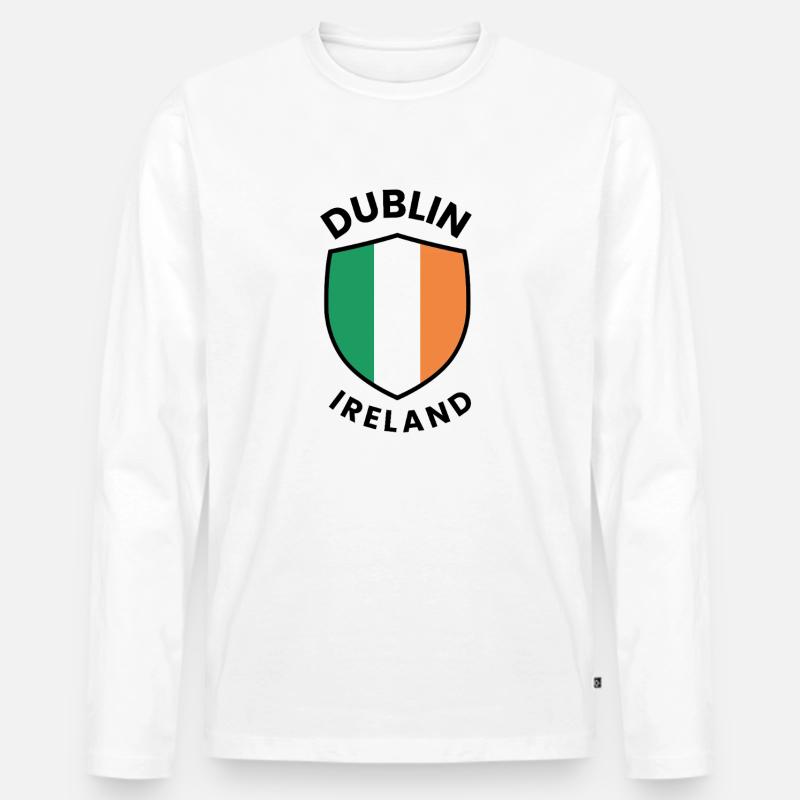 Dublin Shield: Irische Farben - Männer Premium Bio Langarmshirt - Weiß
