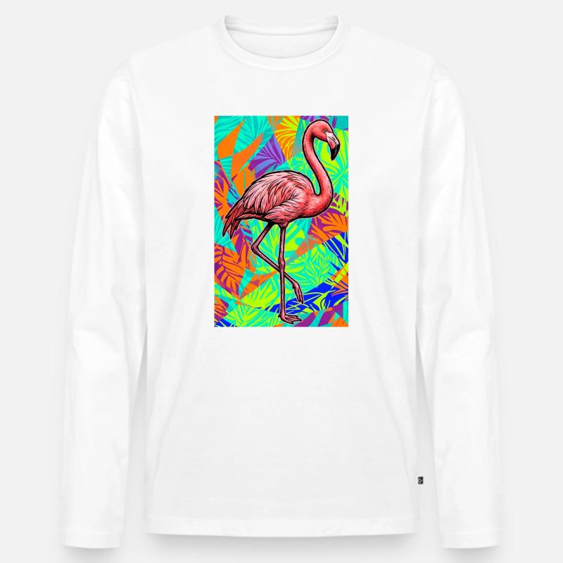 Flamingo - Männer Premium Bio Langarmshirt - Weiß