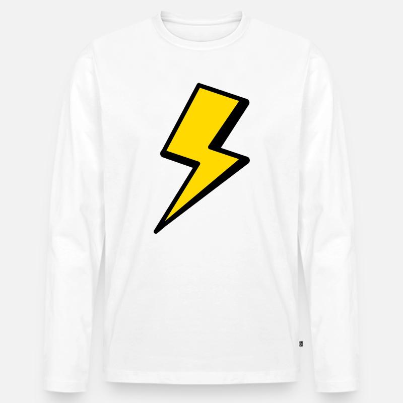 Blitz Grafik Shirt - Männer Premium Bio Langarmshirt - Weiß