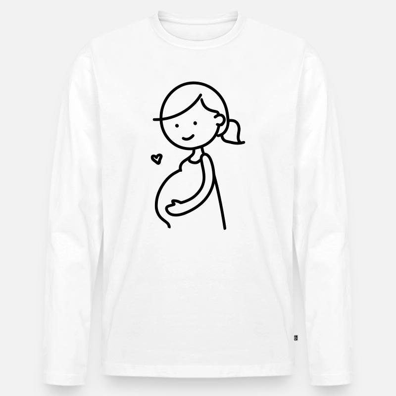 Schwangere - Männer Premium Bio Langarmshirt - Weiß
