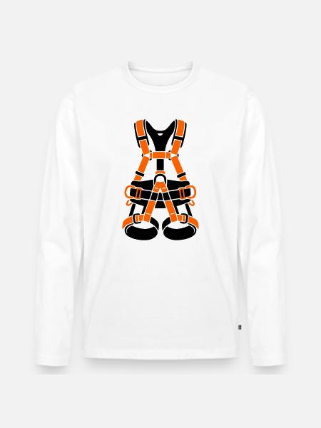 Klettergurt Baumpflege Baumkletterer Klettern - Männer Premium Bio Langarmshirt - Weiß